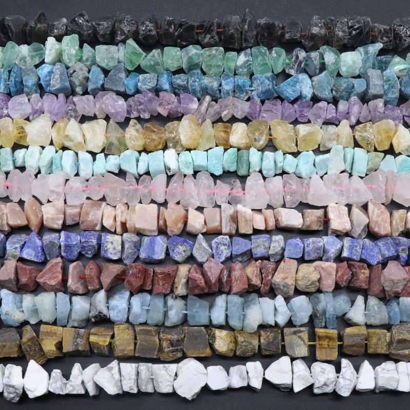 Perfuração de minério de pedra ágata de cristal fluorita, minério de lã com acessórios irregulares de contas soltas DIY
