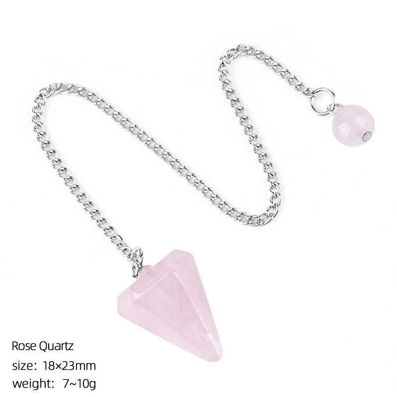 Pingente de cristal natural Coluna hexagonal gravada em pedra natural Acessórios de ioga Frequência ajustável pêndulo de ametista