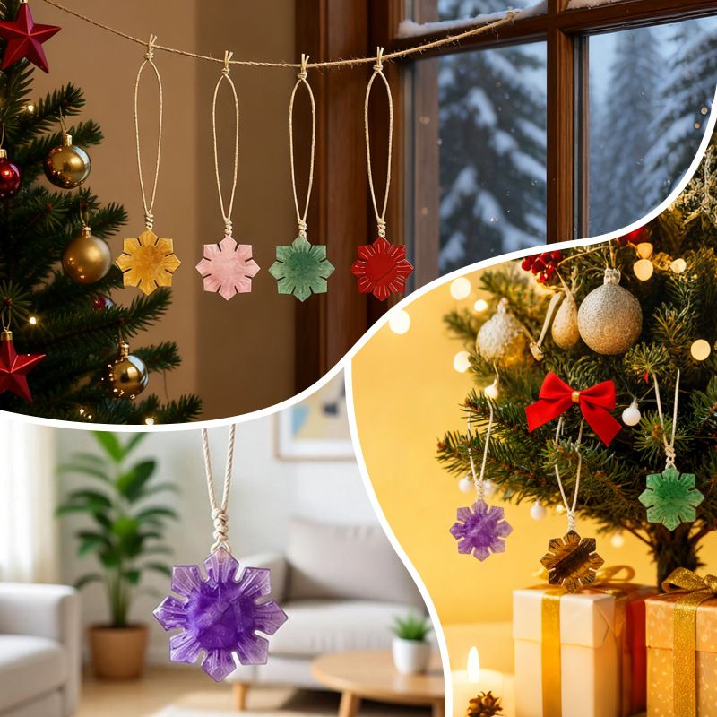 Novo pingente de girassol de pedra natural decoração de árvore de Natal criativa escultura olho de tigre natural decoração de floco de neve
