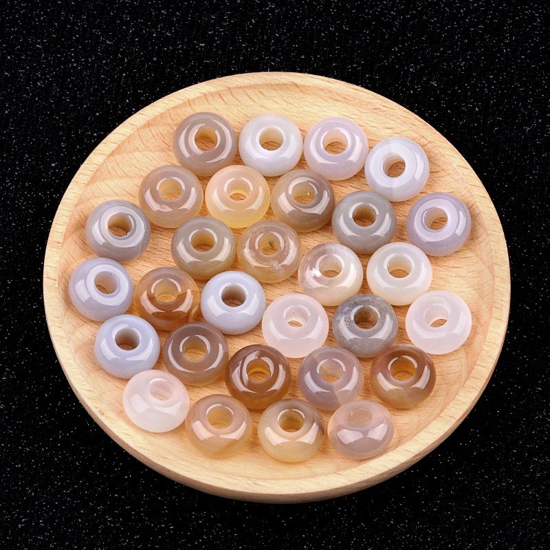 325-Grânulos de orifícios grandes 8 * 14mm de cristal de ábaco de ágata material de acessórios tecidos à mão DIY