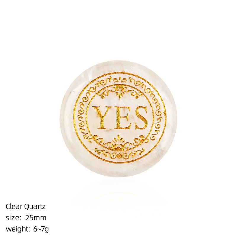 25Mm cristal natural decisão pedra transfronteiriça Europeia e americana sim / não duas opções uma dupla face letras redondas ágata escolha pedra