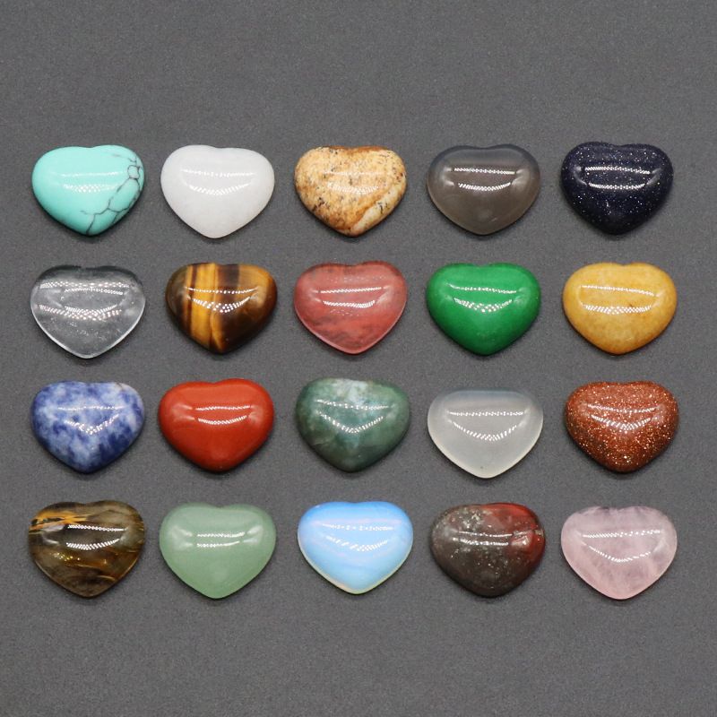 1221-15 × 18mm superfície do anel de amor, forma de coração curvado único de cristal natural, coração plano de pêssego DIY incrustado em pedra solta