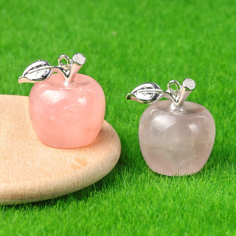 1718-Mini Pingente de Maçã de Cristal Natural Pingente de Maçã Pequeno, Véspera de Natal