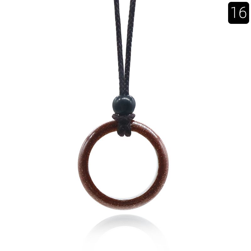 1435-Colar de Anel de Pedra de Cristal Natural Anel de Correr Clavícula Círculo Feminino Colar Simples Jóias