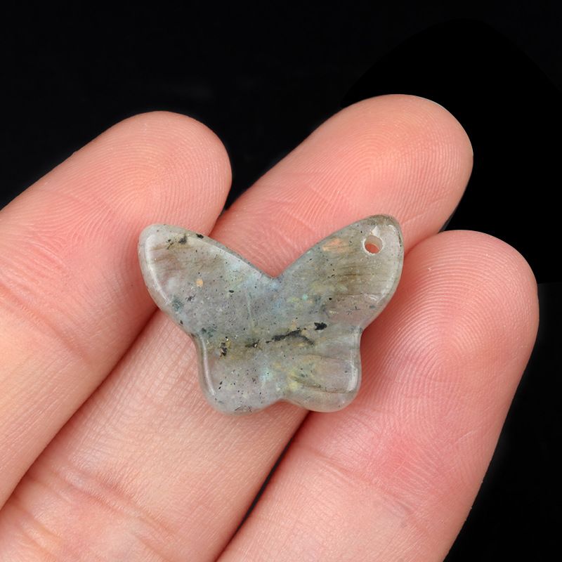 1765-Pingente de borboleta de pedra de ágata de cristal natural DIY pulseira de borboleta de pedra natural acessórios de colar
