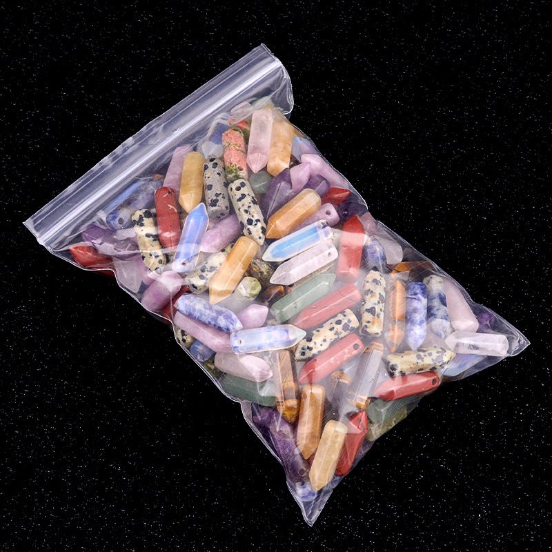 Bala de pedra de ágata de cristal natural 6 × 21mm orifício horizontal mini coluna hexagonal DIY jóias artesanais