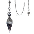 1924-Pêndulo de resina de cascalho colorido de cristal de prata antigo, pingente de cone hexagonal, transfronteiriço