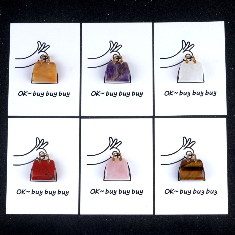 1801-Card Series Natural Crystal Agate 28mm Bag Cartão criativo divertido