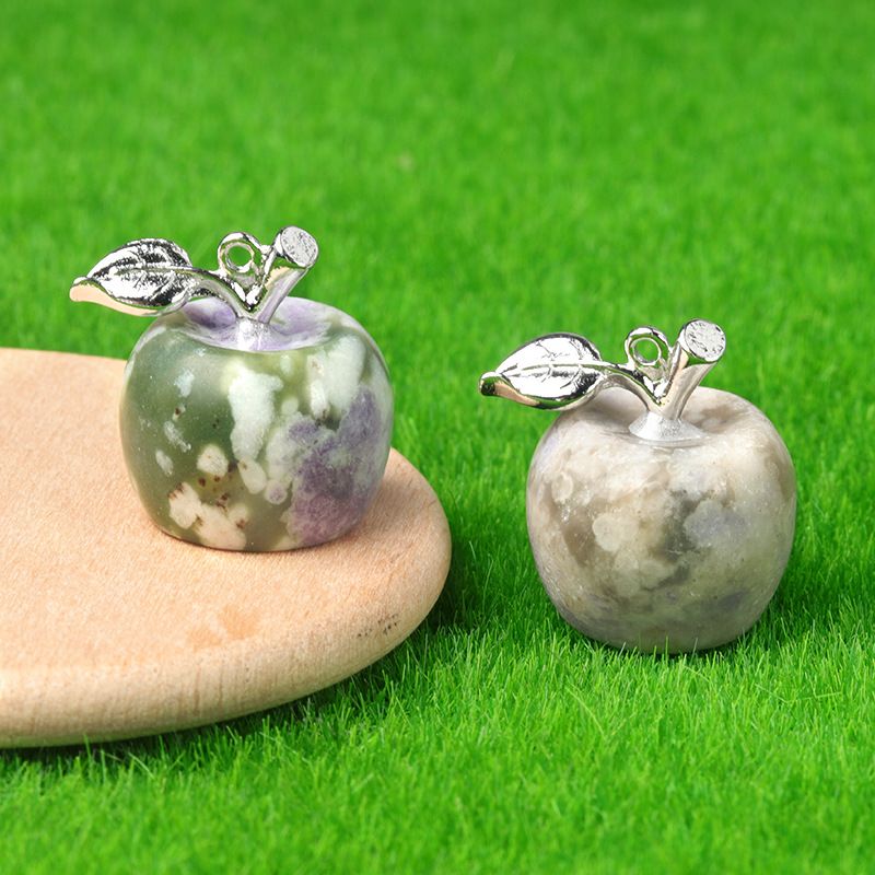 1718-Mini Pingente de Maçã de Cristal Natural Pingente de Maçã Pequeno, Véspera de Natal