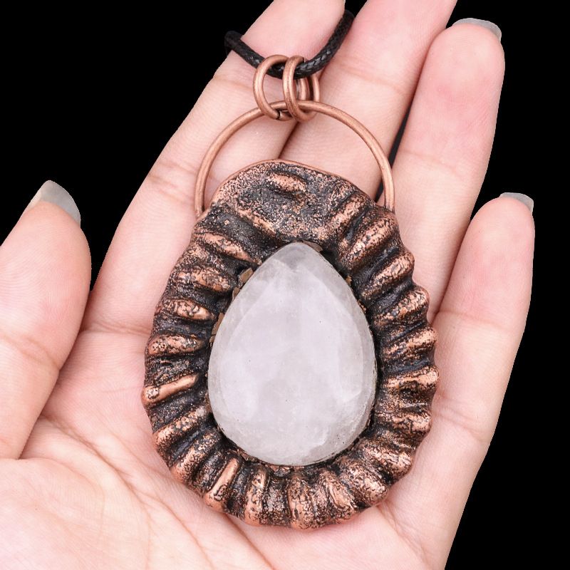 2156-Colar vintage de cristal de ágata incrustada em pedra semipreciosa colar de jóias versáteis da moda