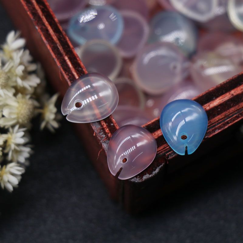 Cristal rosa Dongling jade buraco horizontal pétala gota de água folha DIY gancho de cabelo material de caminhada jóias artesanais acessórios material