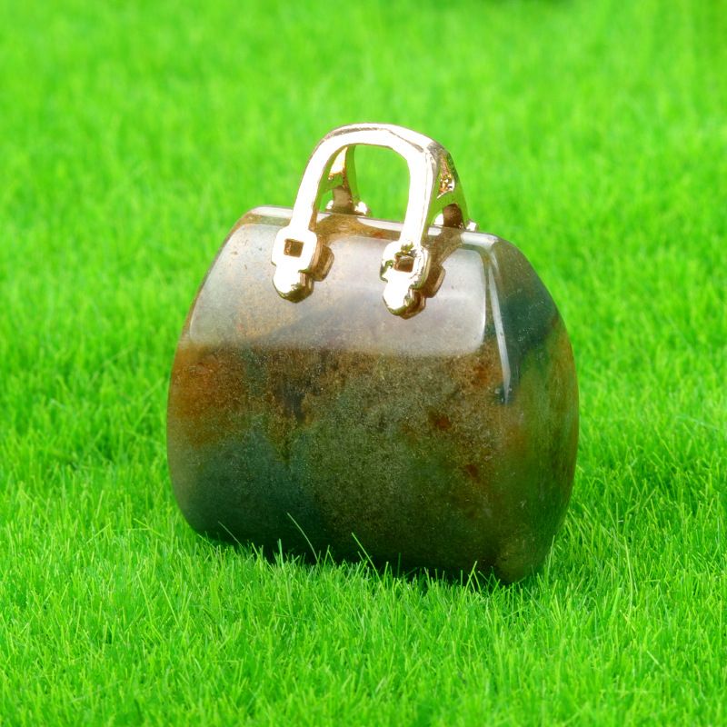 1710-Mini bolsa de pedra de cristal natural, pingente de ametista ins decoração de cristal em pó de vento criatividade