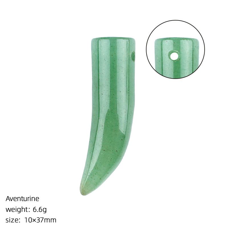 Pingente de chifre de cristal natural, colar retro de chifre de bezerro DIY com buraco, acessórios de colar de pimenta de pedra áspera.