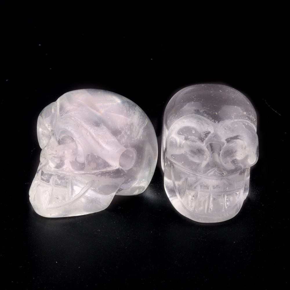 1365-Acessórios de pingente de cabeça fantasma de crânio de pedra semipreciosa de cristal natural, artesanato de Halloween pequenos ornamentos