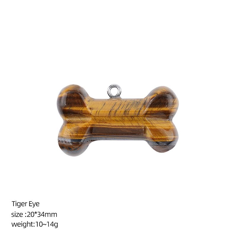 Pingente de osso de cristal natural DIY colar pingente filhote de cachorro acessórios pedra ágata gravada osso