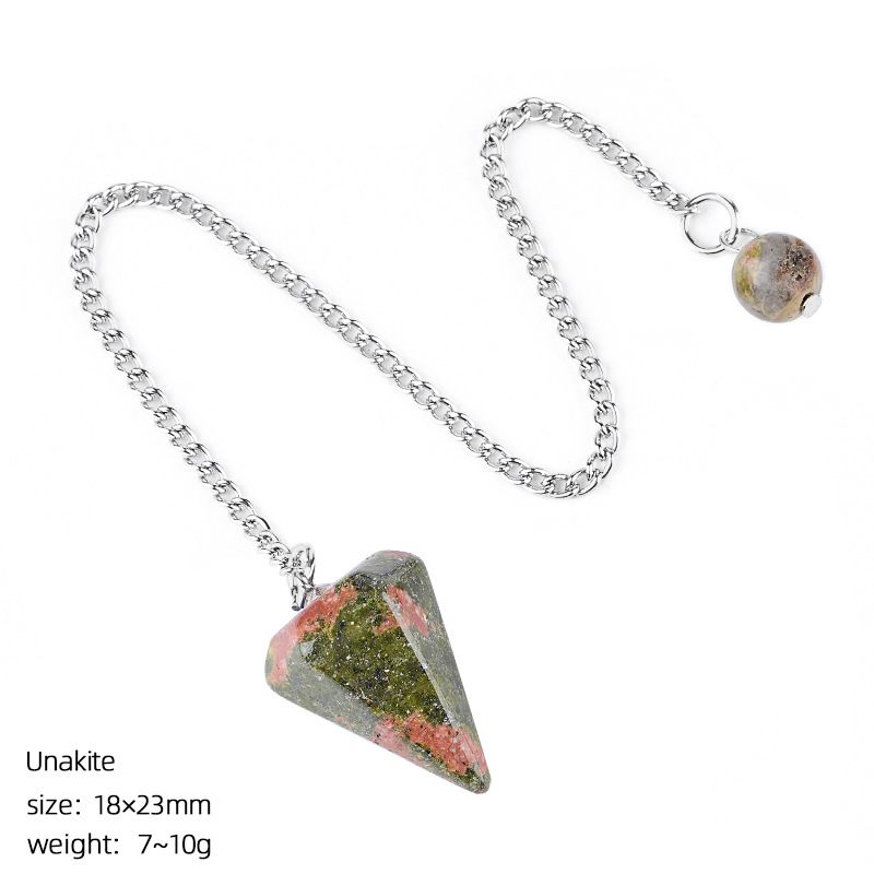 Pingente de cristal natural Coluna hexagonal gravada em pedra natural Acessórios de ioga Frequência ajustável pêndulo de ametista
