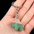 Pingente de chaveiro de elefante de cristal natural de ágata de escultura de pedra de elefante