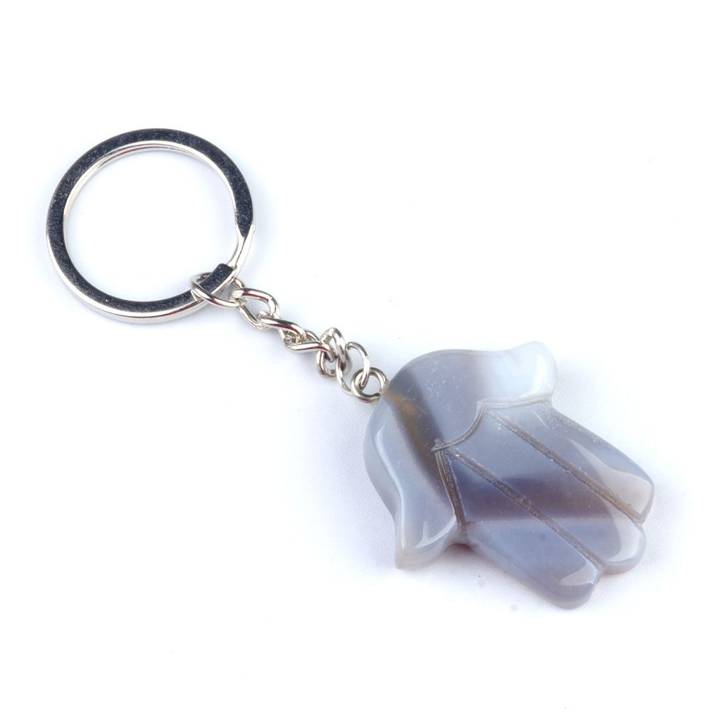 1051-Fátima Mão Keychain Cristal Natural Pedra Palma Keychain, Escultura em Pedra, Bolsa Pingente