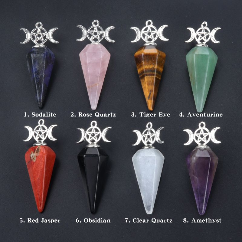 1656-Pêndulo de Meditação Hipnótica Pêndulo Hexagonal de Cura da Meditação da Lua Trifásico