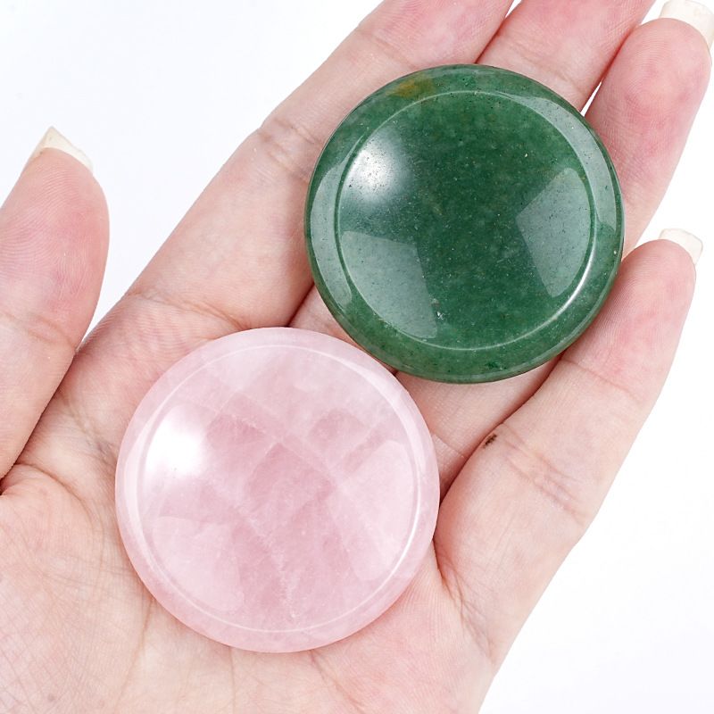 Pedra do polegar de cristal natural 40mm massagem de descompressão jogar pedra com ranhura de cristal ágata pedra de preocupação redonda