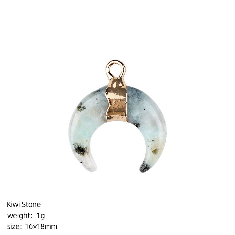 1440 Pingente de lua de cristal natural artesanal pulseira colar brincos dourados único pendurado tipo C chifre de pedra natural