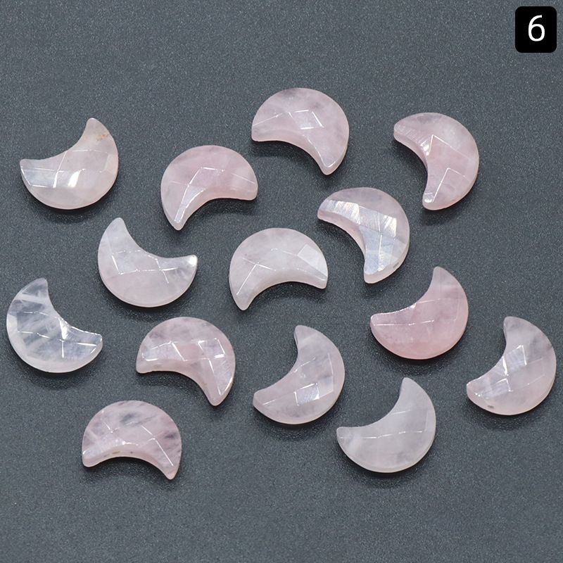1310 - Pingente de Lua Pequeno Cortado em Ametista Natural e Quartzo Rosé, Pedra Tianhe, Acessório de Joias DIY em forma de crescente alongado