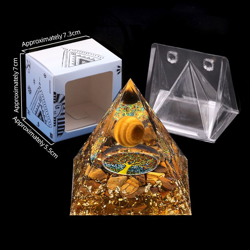 Nova pirâmide de 5cm de cascalho bola de cristal natural Ornamento de artesanato de pirâmide epóxi