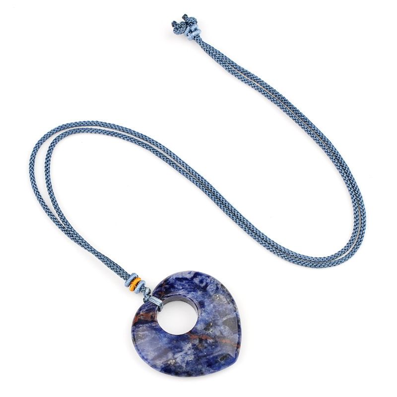 Colar de pedra de cristal natural colar de pedra de amor suéter corrente olho de tigre coração de pedra colar de pedra de pêssego pingente