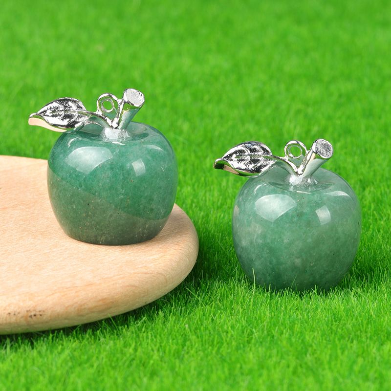 1718-Mini Pingente de Maçã de Cristal Natural Pingente de Maçã Pequeno, Véspera de Natal