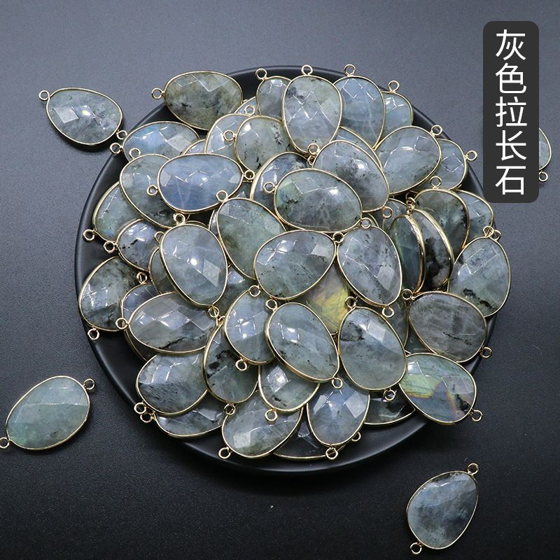 Pingente binaural de bainha de jade de ágata de cristal, pó de ametista, lápis-lazúli de cristal, acessórios para joias
