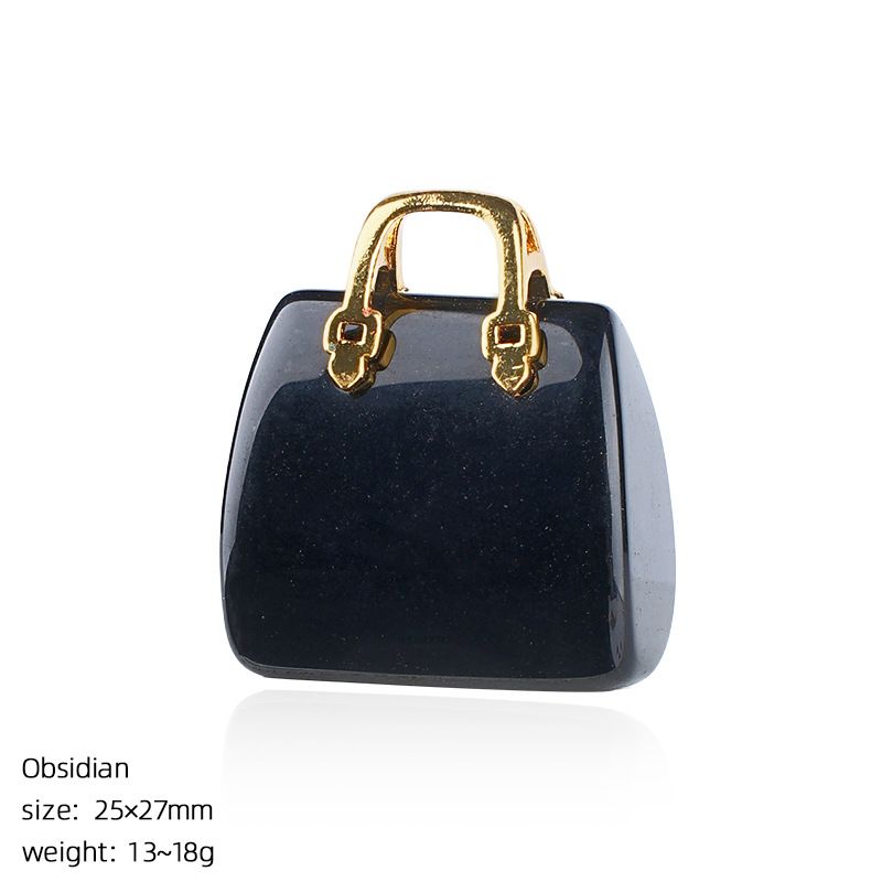Pingente de saco de ágata de jade natural transfronteiriço paisagismo criativo colar DIY gravura cristal mini bolsa ornamento
