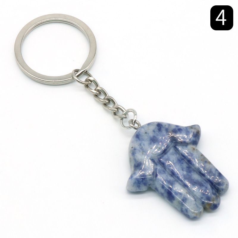 1051-Fátima Mão Keychain Cristal Natural Pedra Palma Keychain, Escultura em Pedra, Bolsa Pingente