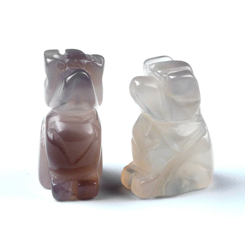 1606 a 1in filhote de cachorro ágata cristal pedra mini escultura animal pequeno pedra semi-preciosa artesanato cão pequeno ornamento