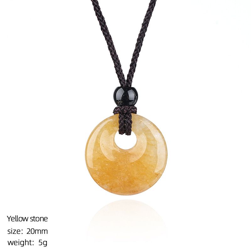 Pingente de fivela de segurança de cristal natural de 20Mm, colar de fivela de princesa redonda com grande buraco gravado em pedra selvagem, presente de Natal.