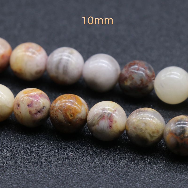 194-Crazy Lace Agate Contas redondas Grânulos soltos DIY Acessórios de jóias frisadas