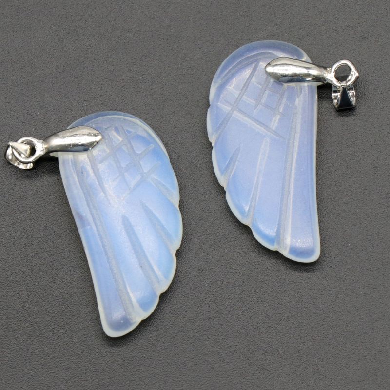 1608-32Mm pingente de asa, pedra de ágata de cristal natural gravado pingente de asa DIY acessórios de jóias