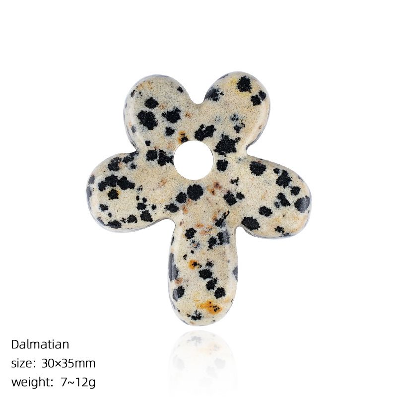 Pingente de flor de cinco pétalas de pedra natural colar artesanal antigo corrente de suéter decorativo em forma de flor pétalas de cristal natural