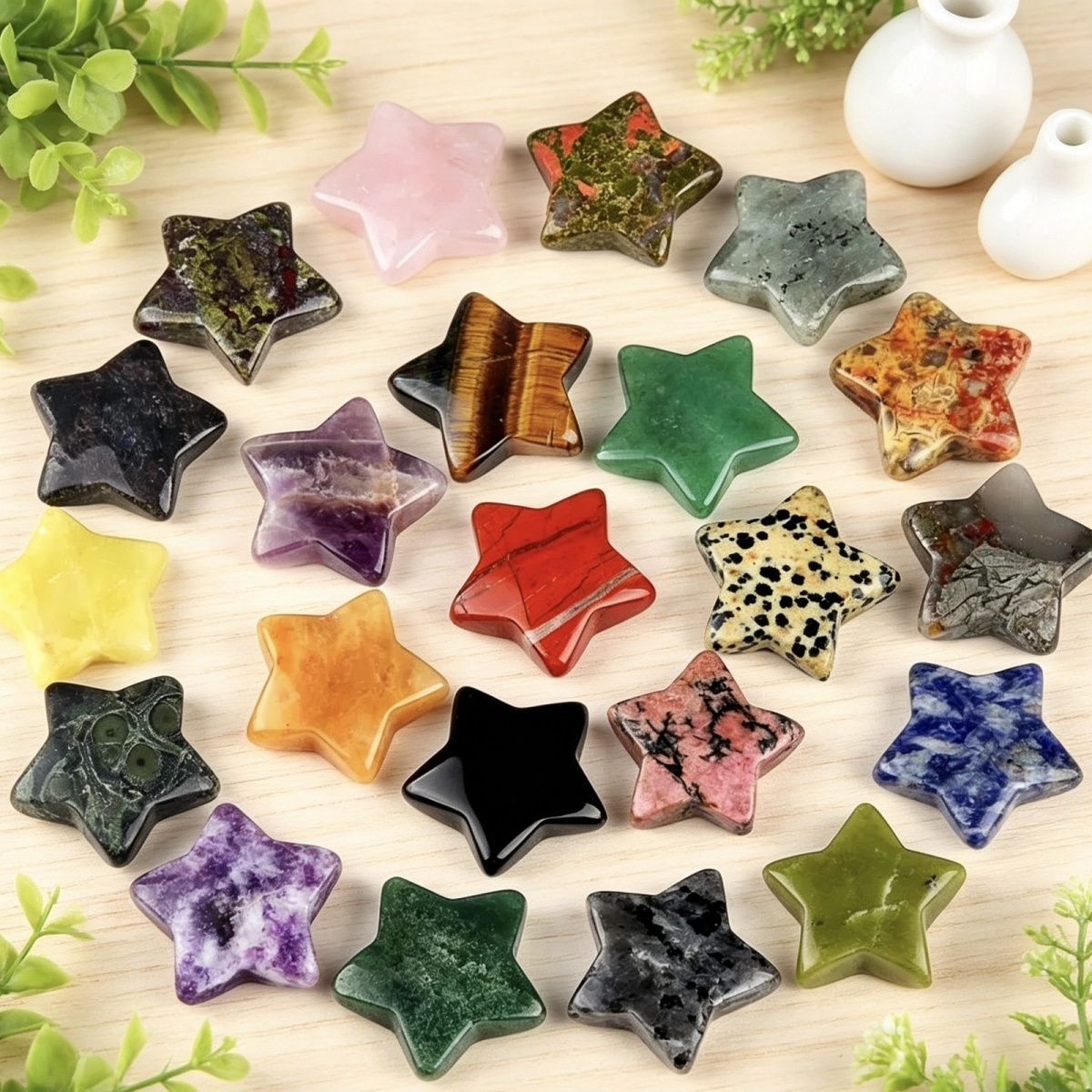 1433-30Mm pentagrama de cristal natural ágata estrela de pedra lua DIY estrela não porosa acessórios material
