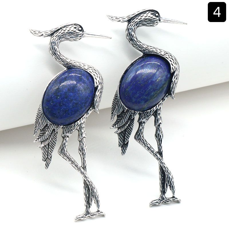 Pingente de broche incrustado de guindaste de coroa vermelha semi-preciosa de cristal natural de uso duplo, acessórios para jaqueta de alfinete de corsage
