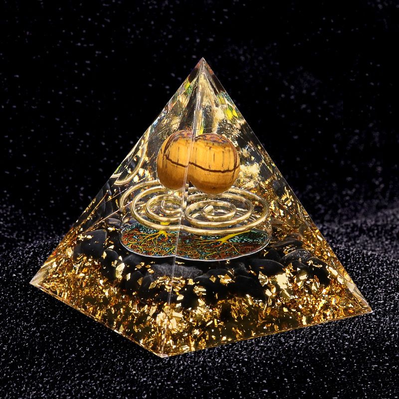 Anel de aço pirâmide de 5cm pequena bola de cascalho Pirâmide epóxi ornamento de artesanato