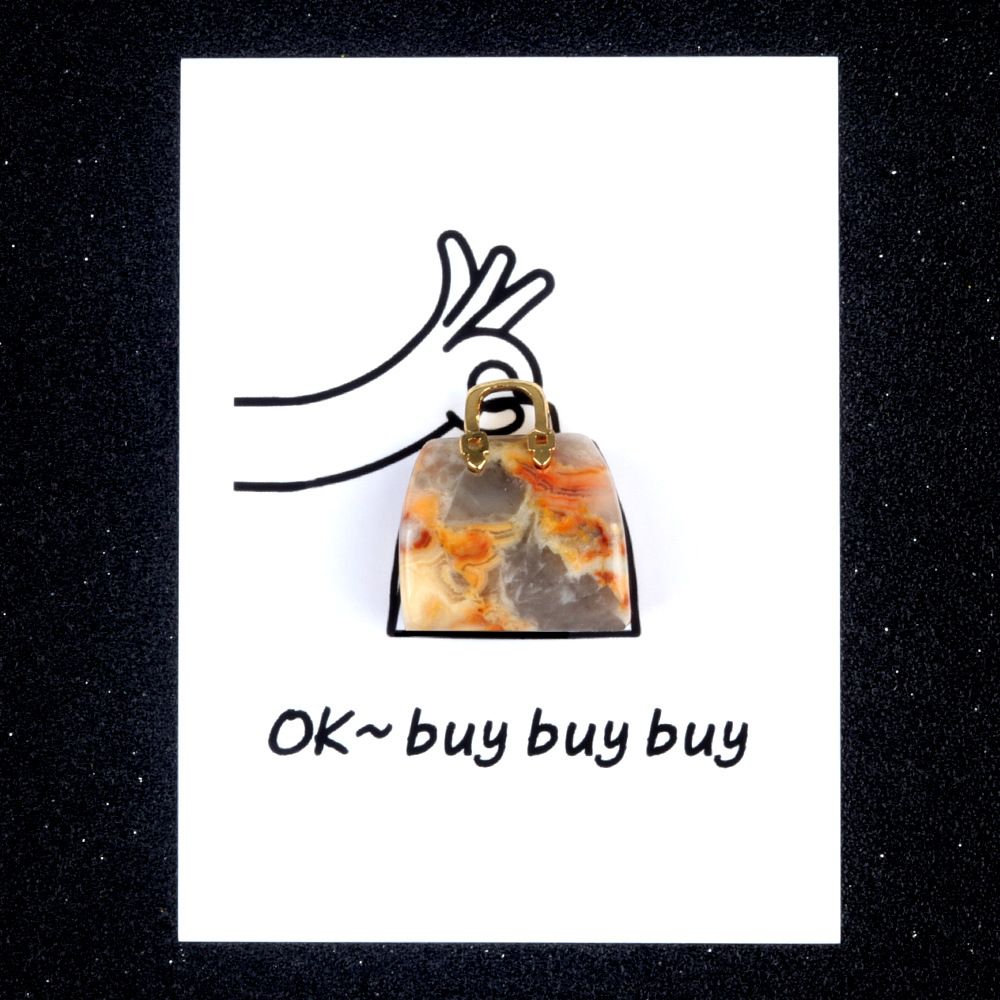 1801-Card Series Natural Crystal Agate 28mm Bag Cartão criativo divertido