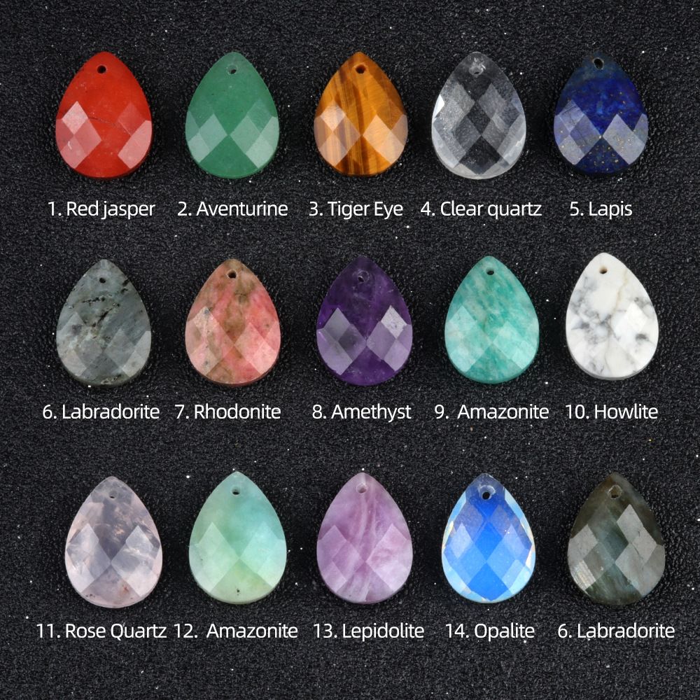 1799-Pedra de ágata de cristal natural 13x18mm pingente de gota de água plana cortada DIY colar brincos acessórios de jóias
