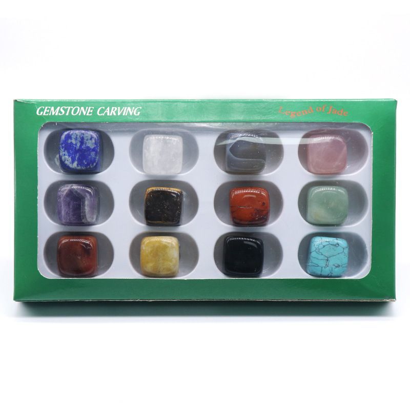 952 Pedra de ágata de cristal Cubo de Rubik irregular grande caixa quadrada de 25 mm com 12 peças de jogo de cores mistas