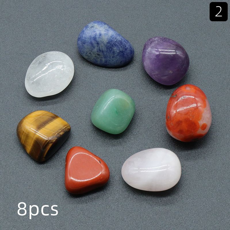 1536-Pedra natural cristal ágata pedra sete veios irregular rolando pedra pedra colorida yoga pedra 7 / 8 peças conjunto