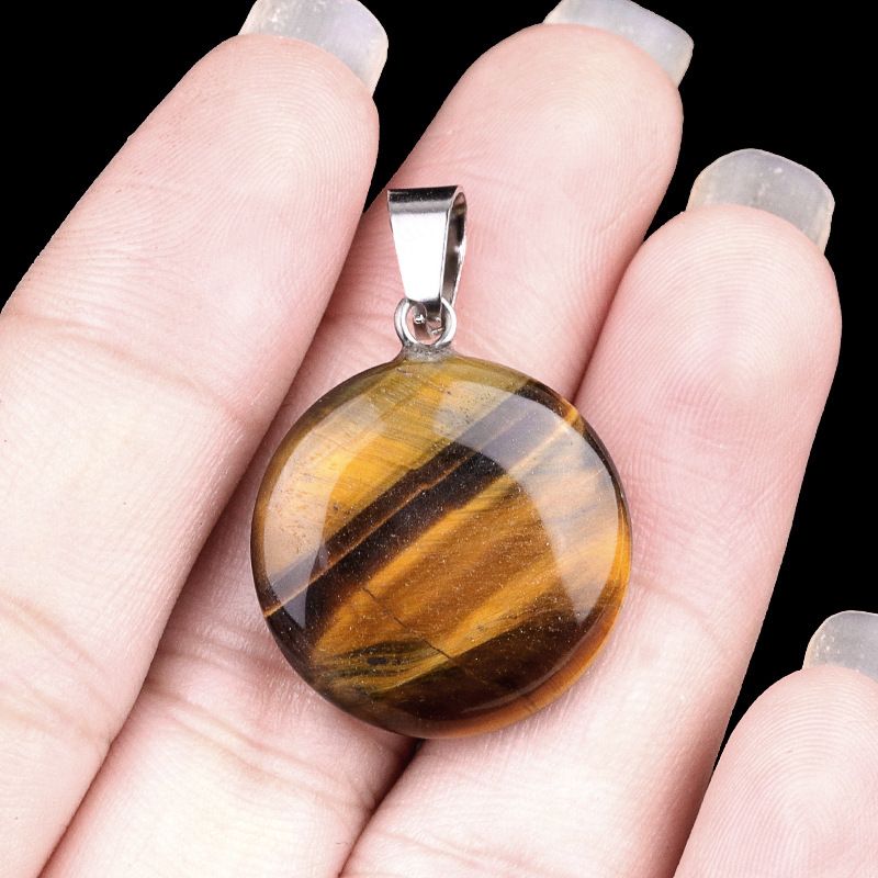 1821-20Mm cristal ágata jade redondo pingente plano, pingente de disco de pedra semipreciosa acessórios de jóias DIY