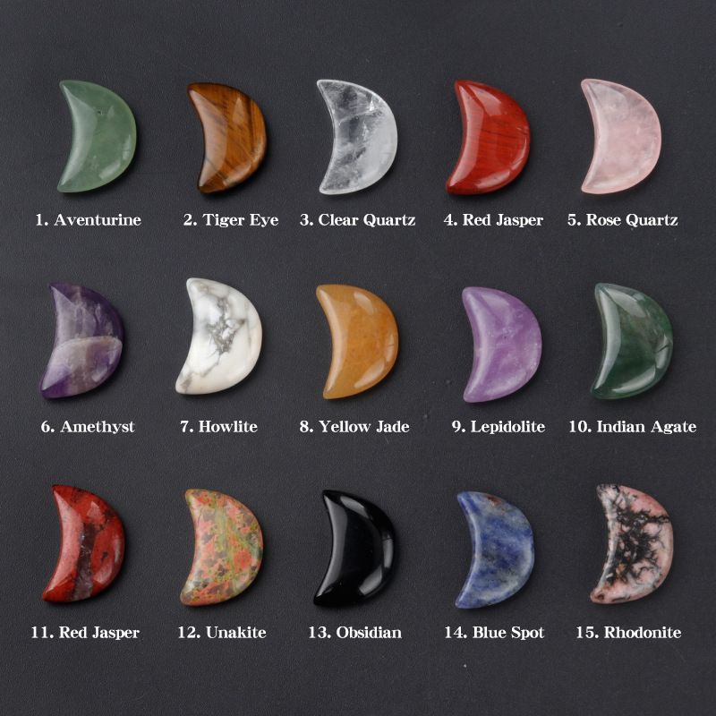 1668-20Mm lua não porosa, ágata de cristal natural cabeça de pedra semipreciosa crescente DIY material de joalheria artesanal