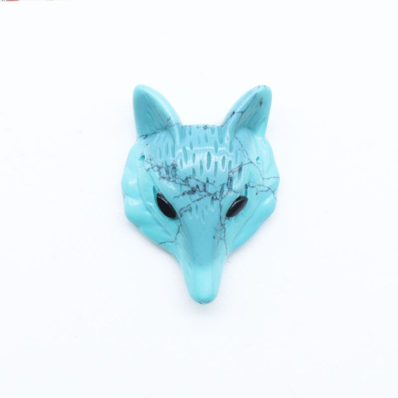 Pingente de raposa de cristal em pó 4CM venda quente, ágata de cristal semi-preciosa pedra gravada cabeça de raposa DIY acessórios de jóias