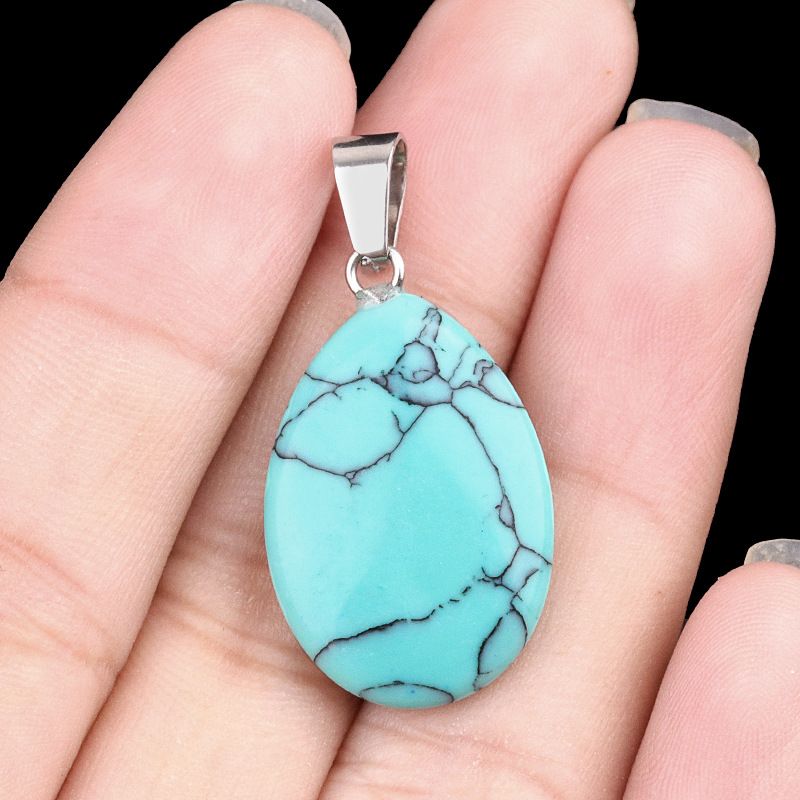 1743-16X24mm pedra de cristal natural ágata pingente de gota de água plana, pingente de pedra DIY acessórios de jóias