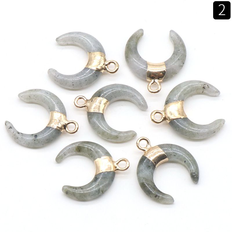 1440-Pó de cristal mini lua crescente pingente de chifre dourado Pingente de lua em forma de C DIY colar brincos material de jóias