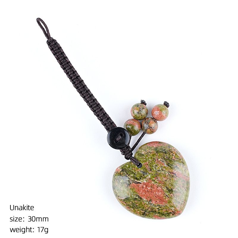 Pingente de cristal natural do amor do chaveiro tecido 30mm coração em forma de pedra natural amor bonito saco pingente